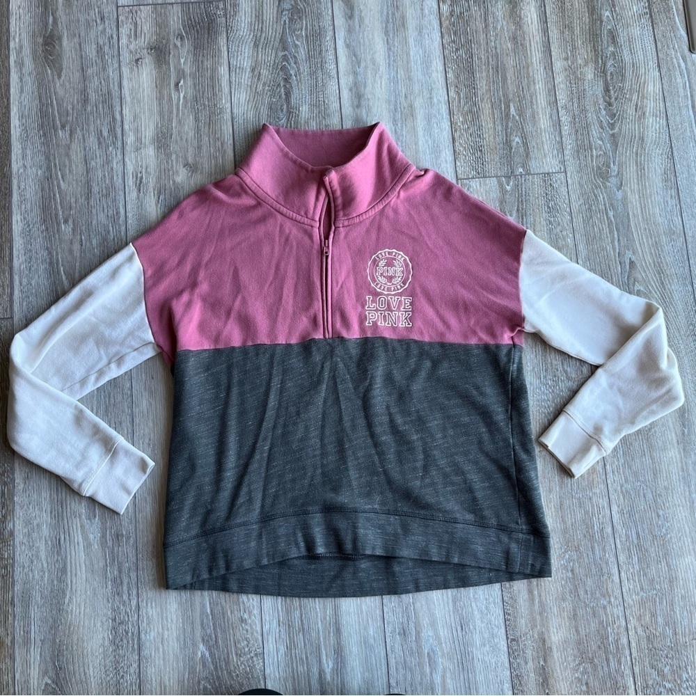 Victoria’s Secret Love Pink Quarter Zip Sweatshirt Size Large